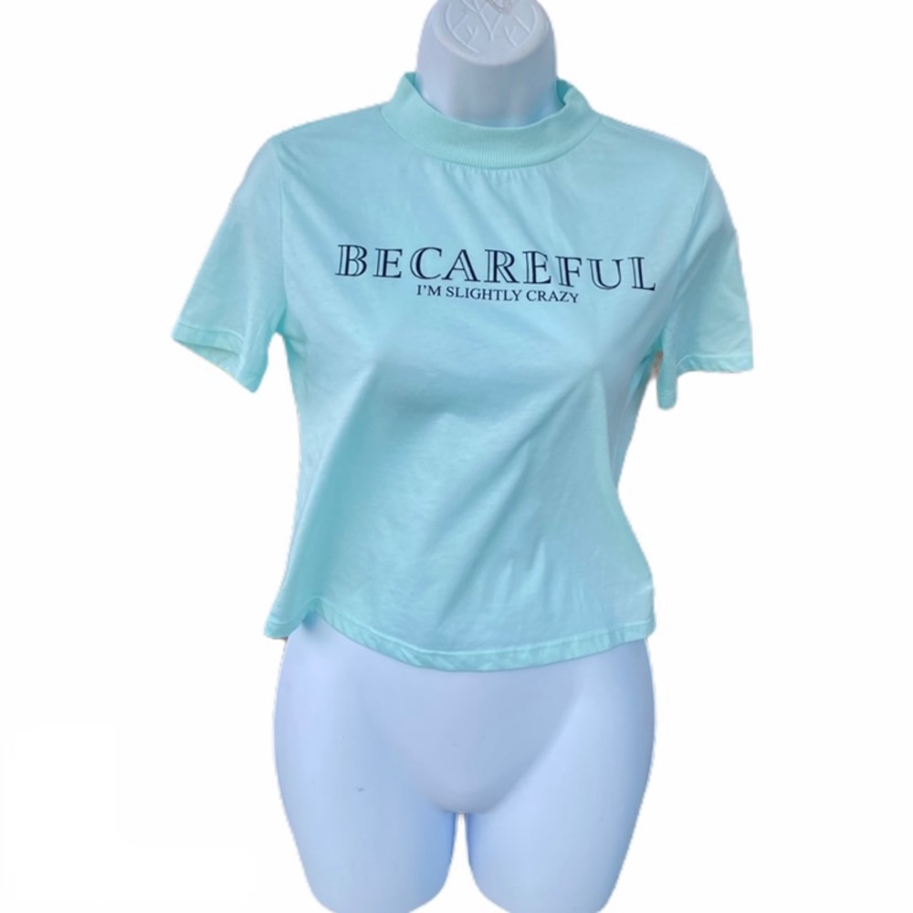 Be Careful I'm Slightly Crazy Pastel Mint Tshirt